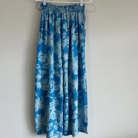 Angie Blue Tropical Print Wide Leg Palazzo Pants - Picture 2 of 6